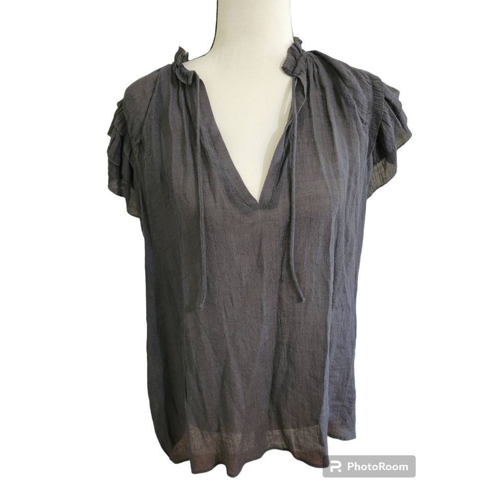 Grade & Gather Size M Flutter Sleeve Blouse Coal - image 1